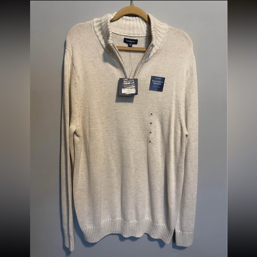 Croft & Barrow Men's Cream Zip-Up Sweater XL